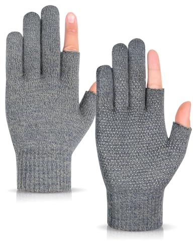 Becellen Antiscivolo Maglia Guanti, Termici Invernali Guanti Senza Dita Elastici Touch Screen Guanti per Uomo Donna