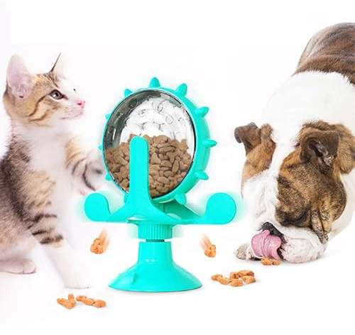 Jouet interactif qui fuit de nourriture pour animaux de compagnie - Distributeur de friandises pour chat et chien - Distributeur de friandises créatif - Moulin à vent rotatif - Jouet pour animaux de
