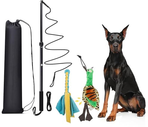 KOXXUD Flirt Pole Dogs, Dog Flirt Pole Extra Strong for Large Medium Small Dogs to Keep the Dog Entertained and Physically Exhausted Rope+Duck