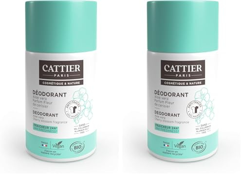 Cattier Deodorant Aloe Vera Salbei Roll-on, ohne Aluminiumsalze, Naturkosmetik, 50 ml (Packung mit 2)
