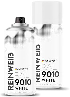 MICROTEC® Sprühlack | 400ml | hochwertiges Acryllackspray | matt oder glänzend | Sprühfarben für Metall, Holz, Kunststoff u.v.m. | große Farbauswahl (Weiß matt - RAL 9010)