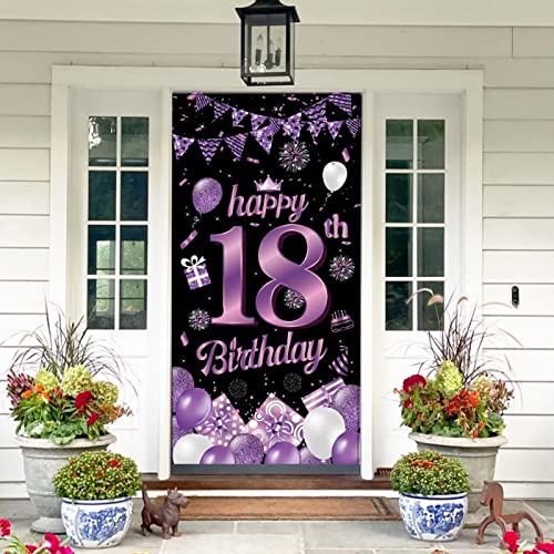 Lila Banner zum 18. Geburtstag - Türdeko für Jungen oder Mädchen Partys