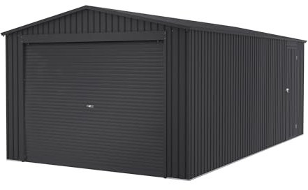 Garage en métal 19,52m2 Jarama - 576x338x243cm - Abri Voiture extérieur - Grande Porte Enroulable - Rangement extérieur
