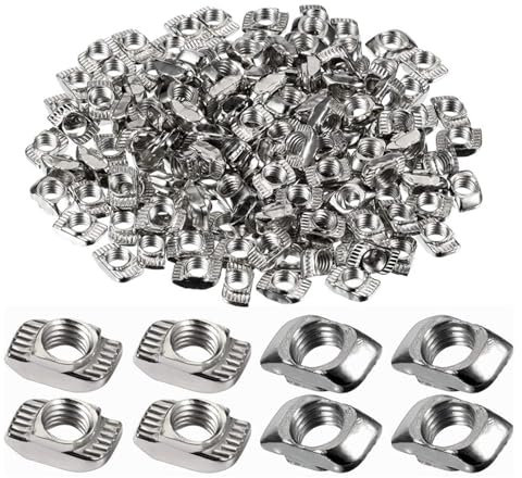T-Nutensteine,100 Stück T-Nutensteine Hammerkopf Nut 6 M5,Aluprofil 20x20 Nut 6,Kohlenstoffstahl vernickelt,Uonekamo Hammerkopfbefestigung für Extrusionsnuten in Aluminiumprofilen (100)