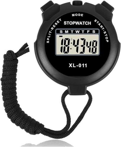 Digital Handheld Sports Stopwatch, Outdoor Multi-Function Digital Timer, Split/single Lap Running Timer,Shockproof Stopwatch for Coaches Swimming Running... (1, Black)