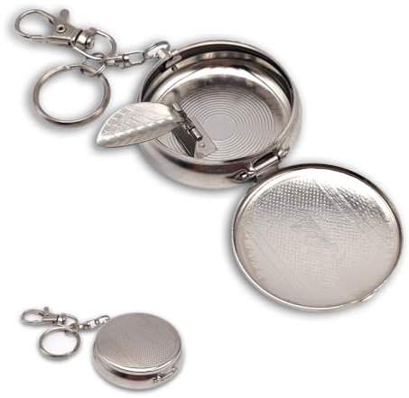Mini Posacenere Portatile Tascabile, da Esterno, in Metallo Anti-Odore Chiuso, per Uso Interno o Esterno per Viaggi, Campeggio, Spiaggia, Pesca, Fumo Mozziconi Sigaretta