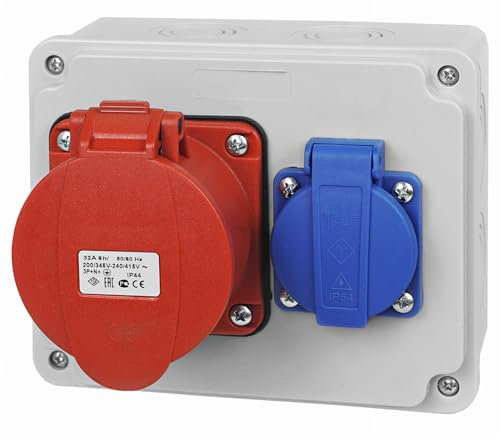 Baustromverteiler, Bauverteiler, Stromverteiler, 1x 32A 5P 1x 230V, Stromverteilung, Wandverteiler