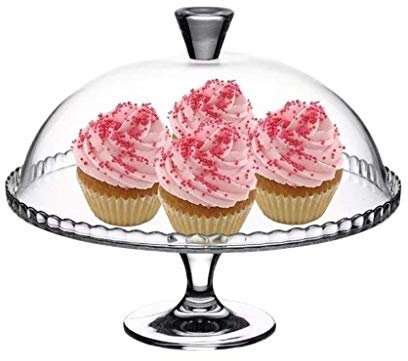 Semplicità creativa Decorazioni per la casa Porta snack, Set di contenitori per alimenti in vetro Alzate per torte a cupola con polvere di ciambella Vassoio per pasticceria Vassoio per patatine e sals