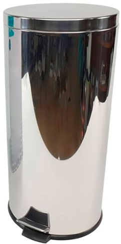 Tradineur - Papelera con Apertura de Pedal - Fabricado en Acero Inoxidable - Capacidad de 30 litros - Ideal para cocinas, oficinas, Habitaciones, etc. - Ø 29 x 65 cm