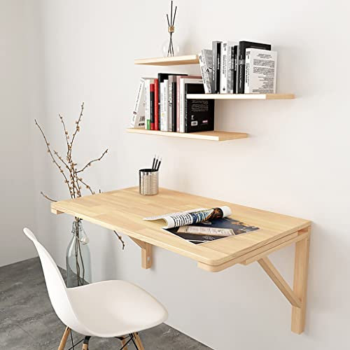 DLAZUM An der Wand montierter Klapptisch, an der Wand montierter Klapptisch, Kleiner, platzsparender schwebender Schreibtisch, zusammenklappbarer Computertisch aus Massivholz für Esszimmer, Arbeits