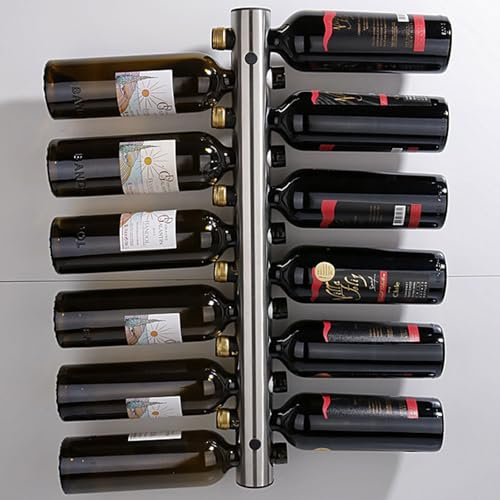 Tuyau en Acier Inoxydable Porte-Bouteille De Vin Mural Vertical Porte-Bouteille De Vin Rouge Support De Rangement Élégant pour Cuisine Salle À Manger Bar Cave À Vin,12 Bottle