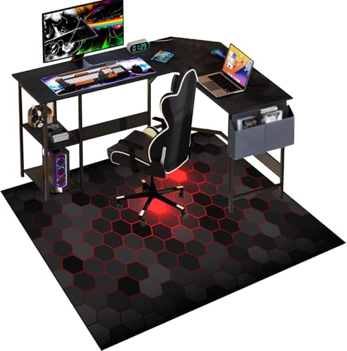 Gaming Chair Mat for Hardwood & Carpets - 70 x 100 cm Anti-Slip Floor Protector Mat for Gaming Room & Home Office