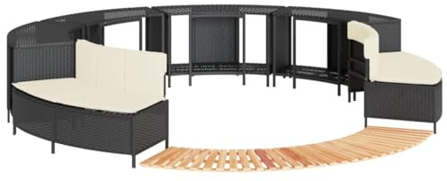vidaXL Bordo per Spa Nero in Polyrattan e Legno Massello di Acacia, Bordo Vasca idromassaggio, Bordo Spa, Rivestimento Vasca idromassaggio da Esterno