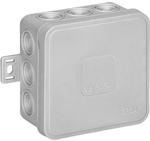 Miratic Scatola Derivazione Esterna IP54 Scatola Elettrica 75x75x41mm - 12 Pressacavi di Gomma Cassetta Elettrica Esterna Montaggio in Superficie (grigio)