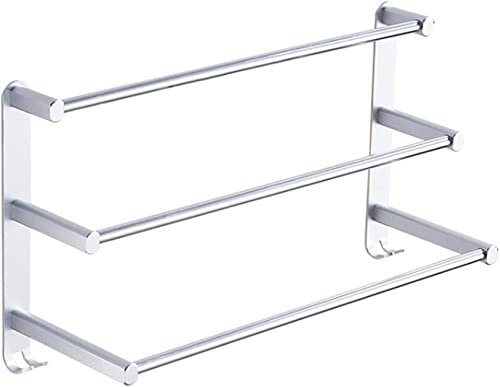 MKAK Moderne Handtuchleiterhalter, gebürstete fertige Badetuch Bar Badezimmer Wandmontage 3-Lagen Handtuchständer mit Haken Bad Handtuchstange(50cm)