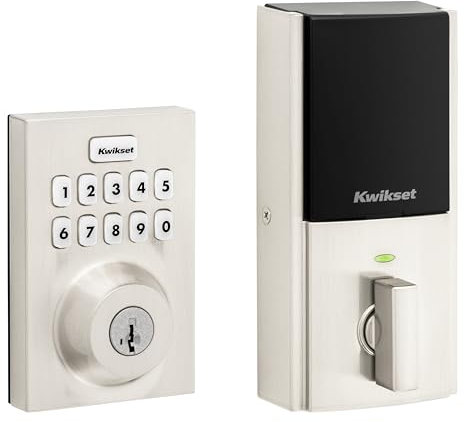 Kwikset HomeConnect 620 Z-Wave Long Range Enabled Keypad Smart Lock with Convenient Keyless Entry, Customizable User Codes, S2 Security and SmartStart Provisioning Satin Nickel Contemporary