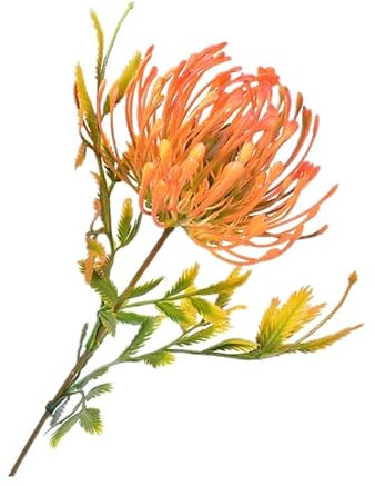 Aflorshope Künstliche Nadelkissen Chrysantheme für den Außenbereich, UV-beständig, künstlicher Blumenstrauß, 12 Stück (Orange)