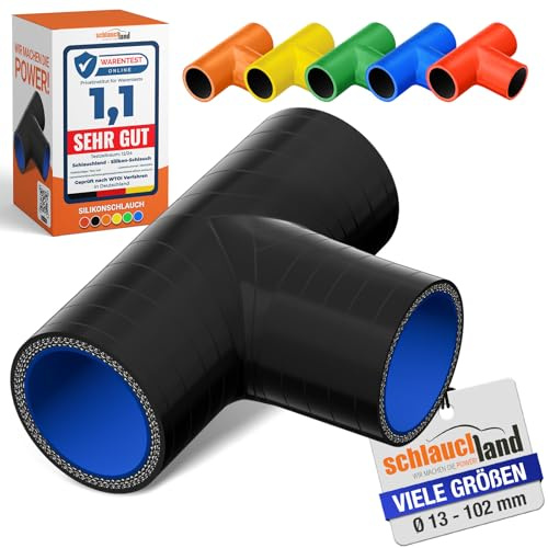 SILIKON-SCHLAUCH T-STÜCK Verteiler ID-Ø 22mm schwarz 200°C | VIELE FARBEN + GRÖSSEN | Schlauch-Verzweigung Abzweig Verbinder Schlauch Bypass Ladeluft Kühlmittel Rohr Y Silikonschlauch flexibel