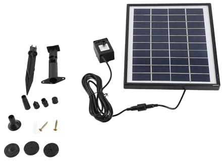 Solcellsvattenpump, 10 V 6,5 W, 200 L/H, soldriven fontänpump, 6 fontänlägen, vattencirkulation fontän med 8 munstycken