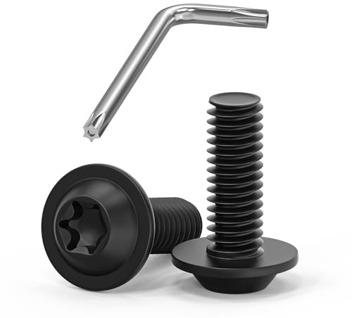 Wavanta 20Pcs M6 Bolts, M6 x 16mm Flanged Button Head Screws, Torx Bolts, 304 Stainless Steel, Fully Threaded, Black Oxide with Torx Key
