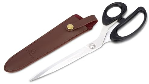 Equimour Forbici per coda – in acciaio inox affilato | Taglio preciso per crini robusti | Impugnatura ergonomica & custodia in pelle vegana | Accessorio professionale per cavalli