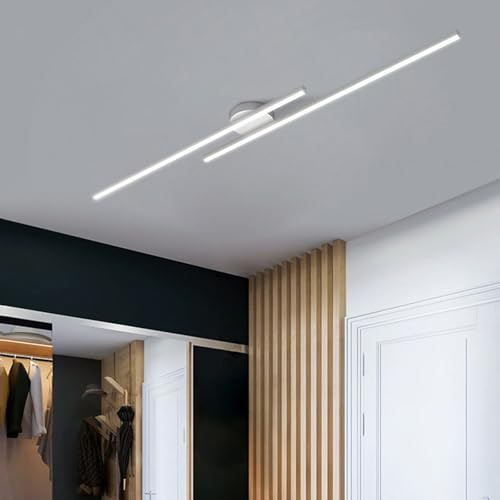 LED Modern Deckenleuchte Lang Linear Deckenlampe Aluminium + Eisen Interieur Deckenbeleuchtung Minimalistisches Paralleles Design Dekoration für Küche Flur Schlafzimmer (120cm,Weiß Weißes Licht)