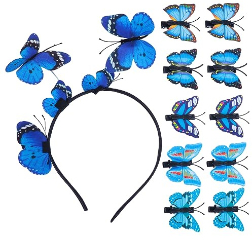 WRITWAA 3d-schmetterlings Haarspangen 11 Stück Leichter Bunter Kopfschmuck Stirnband und Haarclip für Hochzeiten Partys und Festliche Anlässe