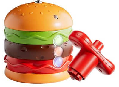 Peonza Battle, Tupí Hamburguesa con Música, Juego de Equilibrio Interactivo Musical, Juego de Viaje Portátil para Aprendizaje Preescolar y Regalos de Fiesta