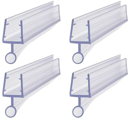 Wuyangcun Lot de 4 Joints de Bas de Porte de Douche Professionnels 50cm PVC Transparent Ultra-Résistant Longueur Totale 200cm (8mm)