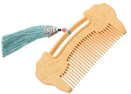 Anneome Wooden Comb Ruyi Lock Engraving Handmade from Boxwood for Fine Tooth Grooming for Curly Hair Massage Comb and Household Use