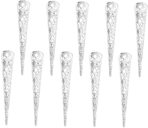 HONITANO 10 piezas Anillos Metálicos para Uñas con Diseño Protección para Puntas de Dedos de Plateadas Accesorios para Cosplay y Fiestas