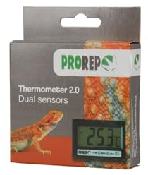 ProRep Thermometer 2.0 Dual Probe Digital Thermometer for Reptile & Amphibian Enclosures | Accurate Temperature Monitoring with 1.5m Cables, Suction Cups |Wide Range -50°C to 70°C