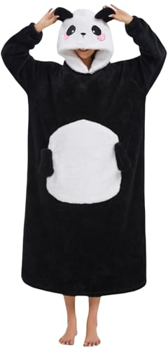 Coperte con Cappuccio Animal Unisex Lungo Taglie Forti Panda Werable Blanket Hoodie Felpone con Maniche Indossabile per Divano TV Casa