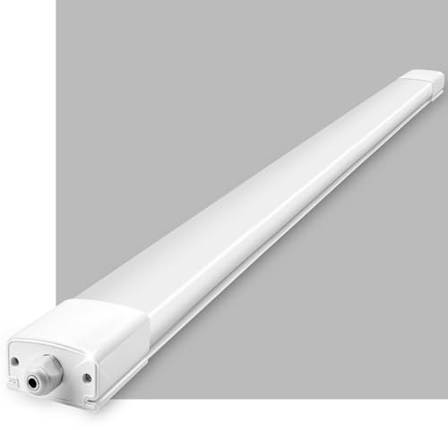 LEOEU Feuchtraumleuchte LED 60CM, 30W 3300LM Kellerlampe LED Feuchtraumlampe mit 4000K Neutralweiß, Deckenleuchte Flach Wannenleuchte Wasserfest IP65 Werkstattlampe für Büro Keller Garage Lager