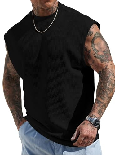 JMIERR Tank Top Herren Textur Baggy Muskel T-Shirts Oversize Fit Unterhemd | Gerippt tank tops, ärmellose workout streetwears, casual loose, gemütliche maschinenwaschstoffe, gym, sport