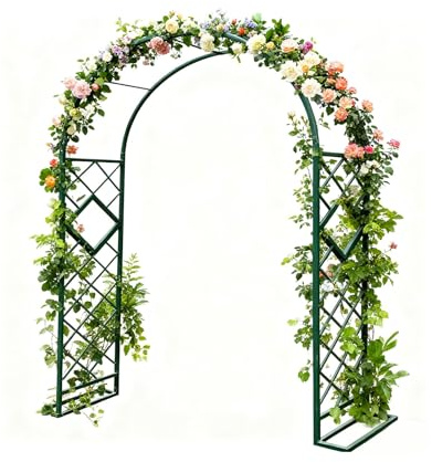 Arche Jardin pour Rosiers Plantes Grimpantes, Arceau À Rosier 140/180/220/260/300cm De Large Arceau Porte De Jardins Pergola Tonnelle De Jardin, Mariage(Green,W220xH230xT40cm)