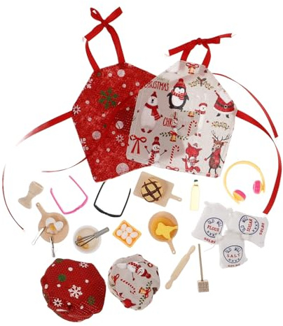 iplusmile 2sets Mini Oven per Casa delle Bambole Kit da Forno in Miniatura Utensili da Cucina Accessori in Legno e Tela per Decorazioni di Piccole Case e Giochi di Ruolo