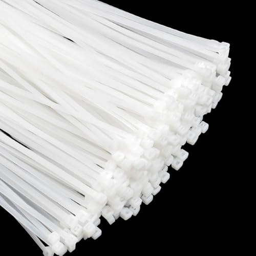 Reicyfang 1000 fascette fermacavi in plastica bianca, piccole fascette in plastica, multiuso, per viaggi, fili, cavi, fai da te, casa e ufficio, 96 mm x 1,8 mm
