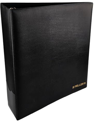 PELLER'S Scrapbook Size L Folder for Coins, Banknotes, Bottle Caps, Sturdy 4 Ring Mechanics, Black Case for Individual Use, High-Quality Storage Solution, Office, Home
