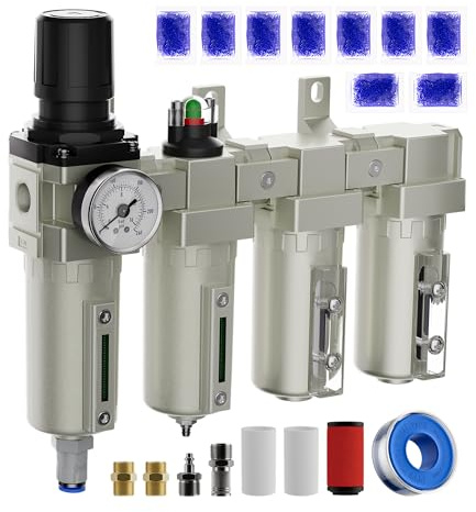 Separatore d'acqua per compressore d'aria NPT da 3/4 , sistema di asciugatura dell'aria industriale a 4 stadi per compressore, regolatore del filtro dell'aria ad alto flusso separatore automatico