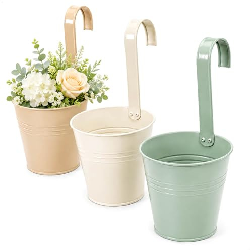 com-four® 3X Macetas Colgantes, Jardineras Decorativas en Colores Suaves