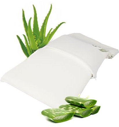 MaxxGoods Reisekissen - Orthopädisches Nackenstützkissen aus Visco-Gelschaum 40cm x 24cm x 12cm - hautfreundlich & atmungsaktiv, ideal für Reisen im Auto, Zug, Flugzeug - inkl. Aloe Vera Schutzbezug
