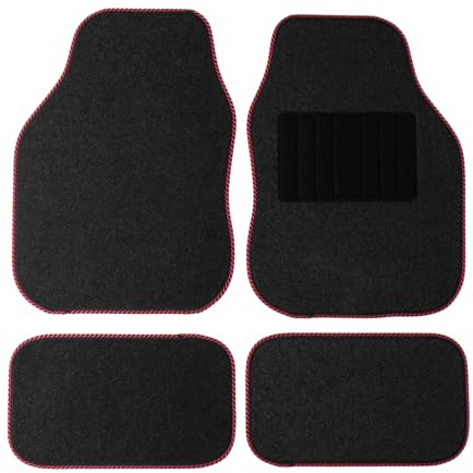 Sakura BMS1RD Autoteppich, Anthrazit, mit rotem Rand