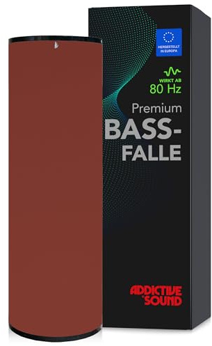 Addictive Sound Bassfalle Rund Premium 100 cm Bass Trap, Bordeauxrot | Studio-Qualität, spezialisierte Akustikwolle 80-210 Hz, stapelbar, freistehend, Made in EU, 36 Monate Garantie