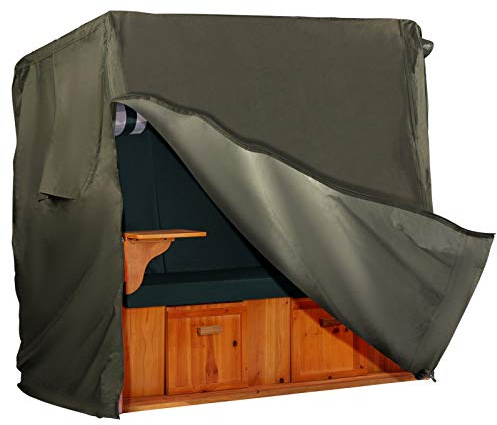Strandkorb Hanse Schutzhülle Winterfest aus 600 D Oxford Gewebe mit extra flexiblem Klettverschluss, Premium Strandkorbhülle XXL 155cm breit in grün