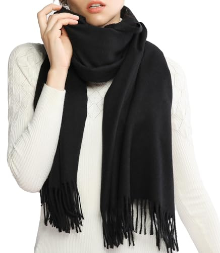 RIIQIICHY Pashmina Schal Schwarz Damen Winter Schals Tücher Stola Festlich für Abendkleider Damenschal Winterschal Kuschelig