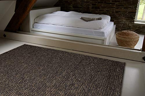 floor factory Alfombra Moderna Natural Yute Ebony marrón Oscuro 160x230cm moqueta Tejida a Mano de 100% Fibras Naturales