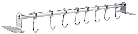 Estante De Acero Inoxidable Para Colgar Utensilios De Cocina Baño Barra De Pared Con Ganchos Extraíbles, Organizador De Ollas Y Espátulas (8 Ganchos)