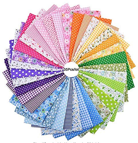 YOTINO 35 Stück 25 cm x 25 cm Blumenmuster bedruckte Farbsystem Patchwork Stoffe Bunte Baumwollstoff Set Stoffpaket DIY Baumwolltuch Stoffreste Paket Stoffpakete