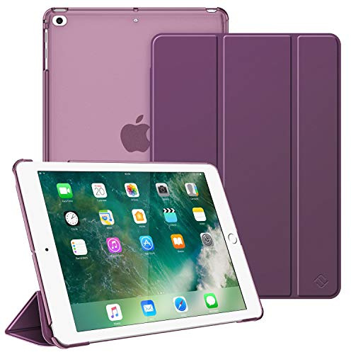 Fintie Hülle für iPad 9.7 2018/2017 / iPad Air 2 2014 / iPad Air 2013 | Ultradünne Schutzhülle mit harter, transparenter Rückseite & Auto Schlaf/Wach funktion, Lila